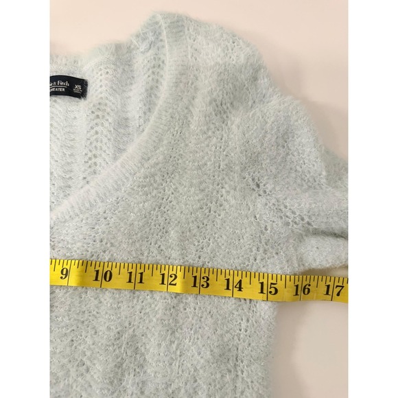 Abercrombie Fitch Fuzzy Knit Crop Cardigan Light Blue Soft Button Front XS - Picture 4 of 10